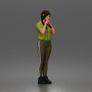 Shy casual woman standing pose in t shirt leggings sneakers - Only-Games