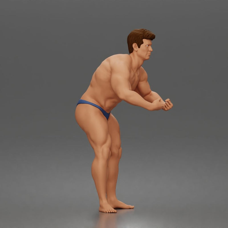 Bodybuilder flexes muscles posing trunks onstage powerhouse - Only-Games