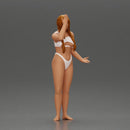 Confused Woman in Bikini Standing with Hand on Forehead - Only-Games