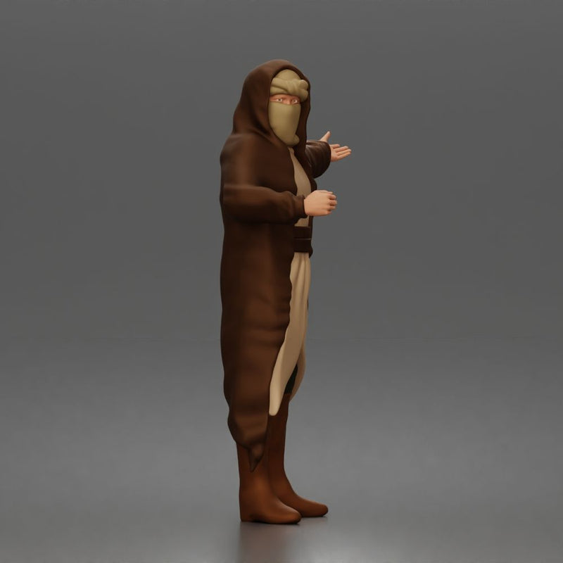 Desert Wanderer Guide Character in Hooded Robe and Masked Outfit - Only-Games