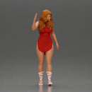 Graceful woman waving with elegance and a warm expression - Only-Games