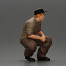 Gangster man crouching in a relaxed pose wearing casual clothing and cap - Only-Games