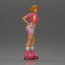 Roller skater strikes pose in pink shirt shorts and skates - Only-Games