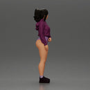 attractive woman in purple hoodie and bikini strikes a pose with style - Only-Games