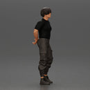Man with messy hair wearing black shirt and cargo pants - Only-Games