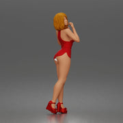 Fashion forward woman in red dress commands attention with poise - Only-Games