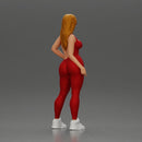 woman in red bodysuit striking a fashionable pose with sneakers - Only-Games