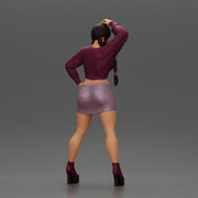 Woman in purple outfit striking a playful pose with braids and heels - Only-Games