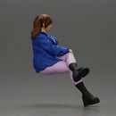 Stylish Woman in Blue Jacket Relaxing with Confident Poise - Only-Games