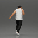 Gangster Man in Beanie Sunglasses Tank Pants Sneakers Running with Gun - Only-Games