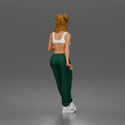 Standing Woman In One Piece Swimsuit Off Shoulder - Only-Games