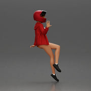 woman in Red Jacket and Helmet Sitting on the Motorbike - Only-Games