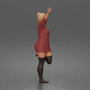 Woman Dancing Wearing Dress Hat Long Sleeves With Raised Arms Pose