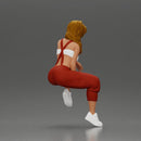 Street dancer in red overalls sitting stylishly on parked car - Only-Games