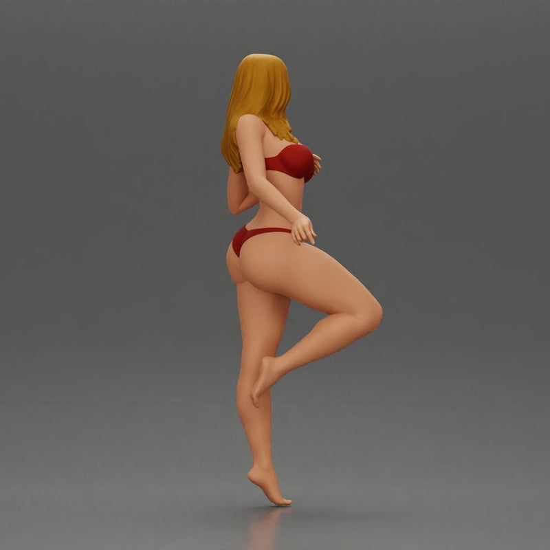 Stylized female figure posed dynamically in minimal attire - Only-Games