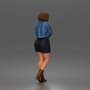 Stylish Woman Standing Gracefully Wearing Jacket Skirt And Boots