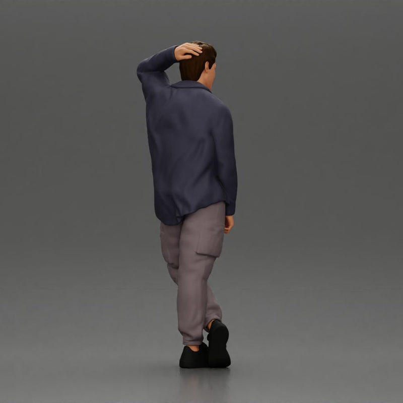 Fashion model posing casually in open shirt cargo pants relaxed stance - Only-Games