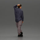 Fashion model posing casually in open shirt cargo pants relaxed stance - Only-Games