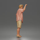 Cheerful Beach Tourist Posing in Open Shirt Shorts and Sandals