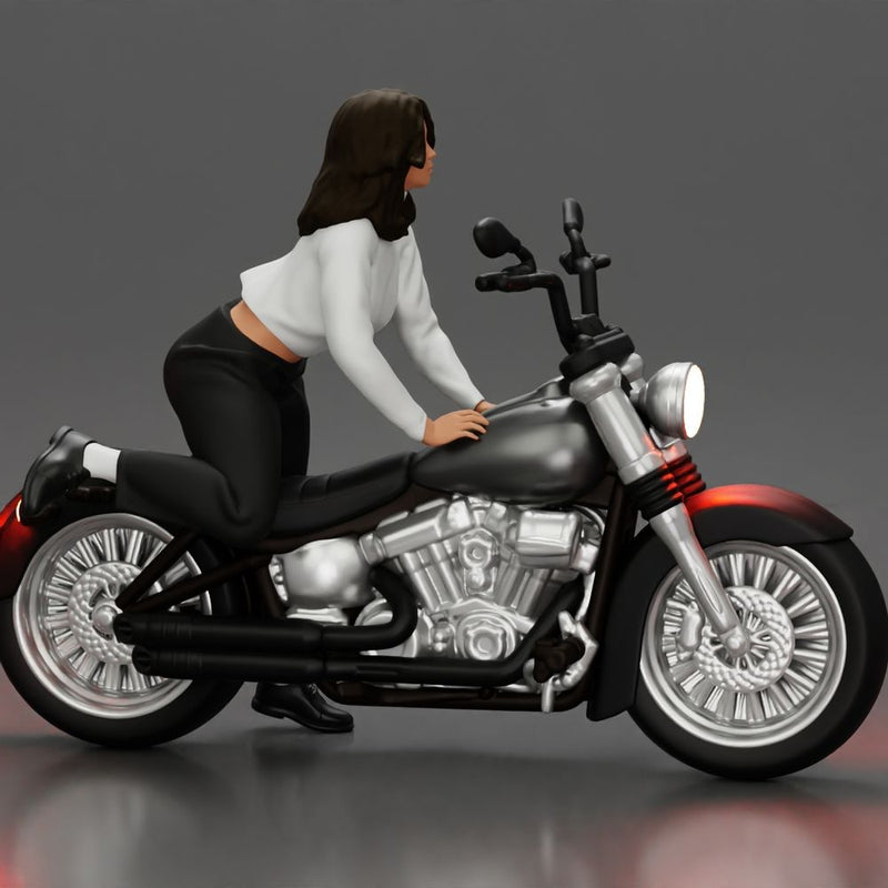Woman in White Sweater and Black Pants Riding Motorcycle - Only-Games