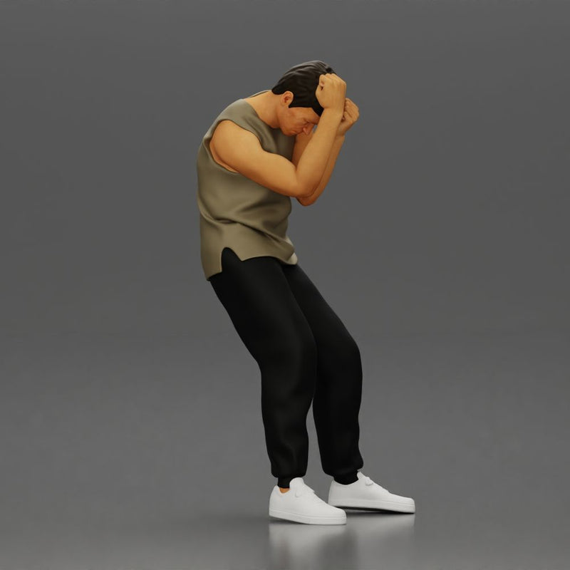 Man in Casual Outfit Defending Against Attack in Intense Fight - Only-Games
