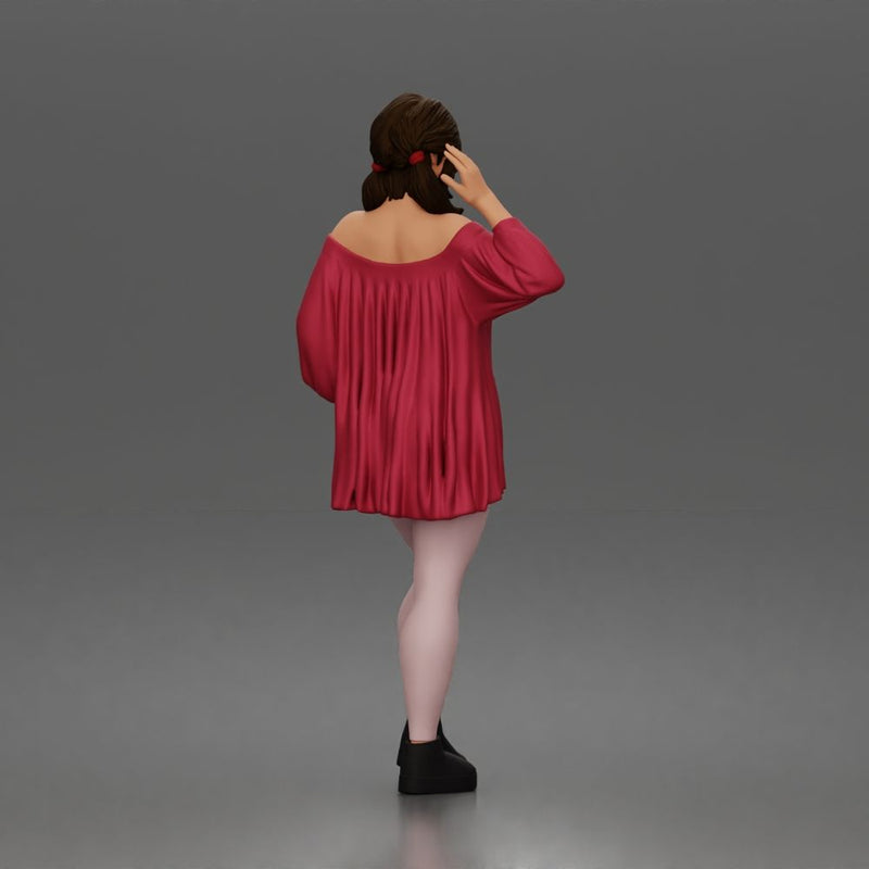 Standing Woman Waving Hand In Off Shoulder Top Platform Boots - Only-Games