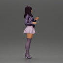 Beautiful girl standing in jacket and dress waiting for someone for a date - Only-Games