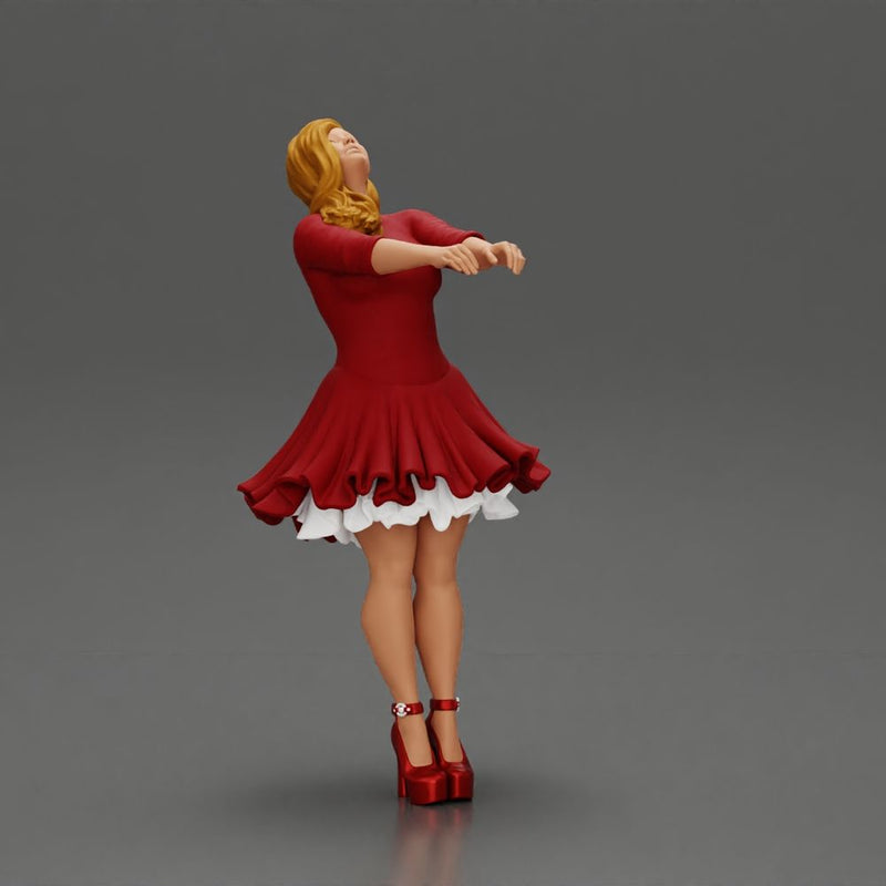 Girl in dress leaning back holding hands enjoying a playful dance moment - Only-Games