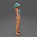 Stylish woman modeling modern asymmetric bikini and hat - Only-Games