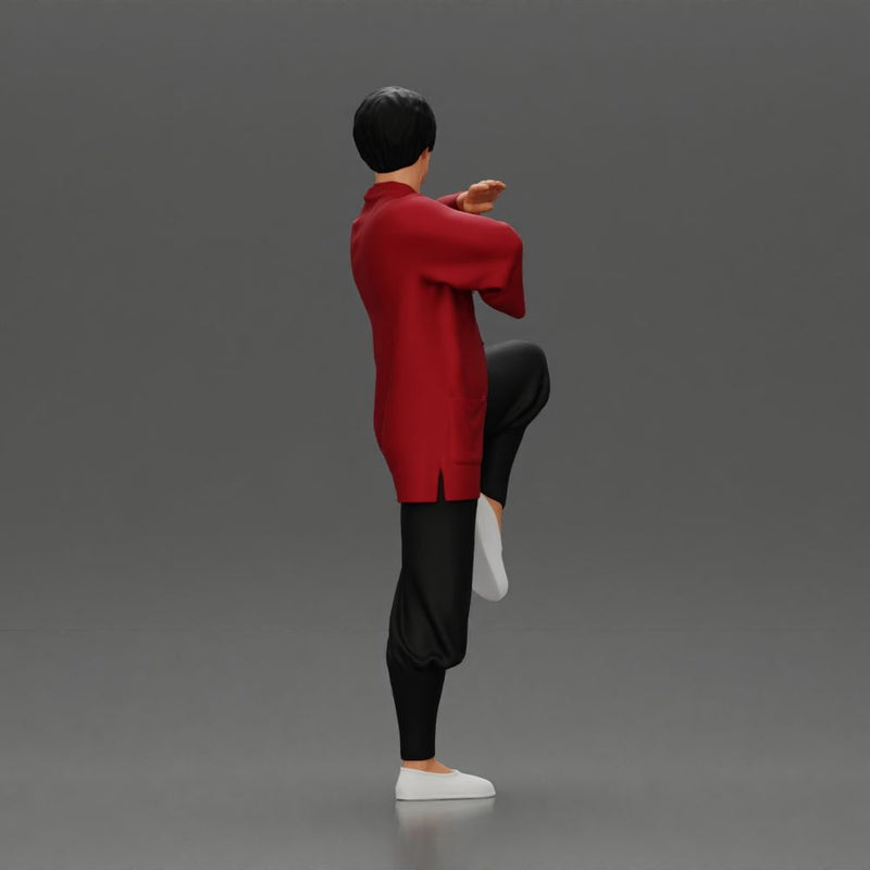 Martial Artist in Action Pose Wearing Traditional Kung Fu Outfit - Only-Games
