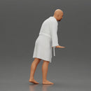 Man in White Robe Posing with Bare Feet and Open Hands - Only-Games