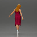 Elegant woman in red dress gracefully walking with confidence and poise - Only-Games