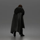 Fearless Warrior Walking Proudly in Heavy Armor and Fur Cloak