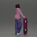 Skater girl wearing crop top cargo pants relaxed pose - Only-Games