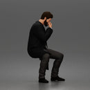 Seated Detective In Long Coat Holding Weapon In Contemplative Pose