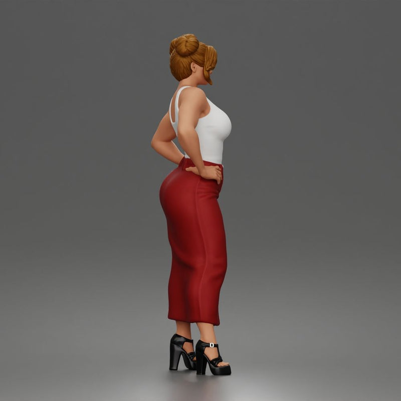 Confident Woman Posing Boldly While Rocking Dramatic Slit Skirt Look
