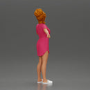 Woman in pink dress dancing joyfully with raised arms sideways - Only-Games