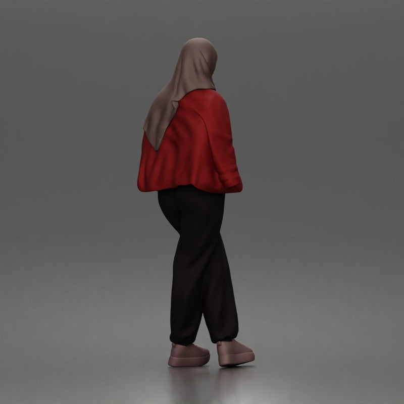 hijabi woman sipping takeaway drink in modern casual streetwear style - Only-Games