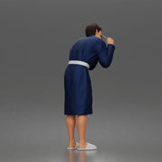 Morning routine man shaving calmly in bathrobe and cozy slippers - Only-Games