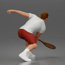 Focused Tennis Player Lunging Forward in Athletic Shirt, Shorts, and Sneakers