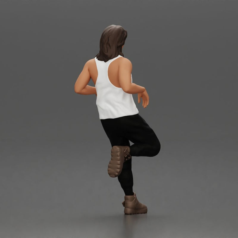 Man with long hair in Tank Top and Pants Leaning Confidently on Car - Only-Games