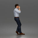 man smoking wearing sunglasses collared shirt trousers leather shoes