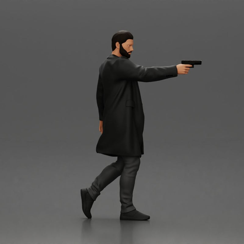 Man in Black Coat Aiming a Gun with Confident Stance - Only-Games