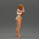 Confused Woman in Bikini Standing with Hand on Forehead - Only-Games