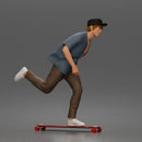 Man Riding Skateboard In Open Short Sleeve Shirt Pants And Sneakers