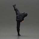 Ninja in black uniform performs high side kick with precision - Only-Games