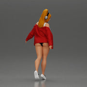 Girl lets her red jacket slip embracing freedom rhythm grace and herself fully - Only-Games
