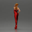 Bold Fashionista in Red Bodysuit and Sky-High Platform Heels - Only-Games