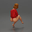 Relaxed girl in red sipping coffee enjoying a peaceful moment on the beach - Only-Games