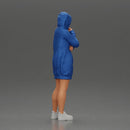 Hooded Woman Standing Thoughtfully with Hand on Chin and Arm Crossed - Only-Games